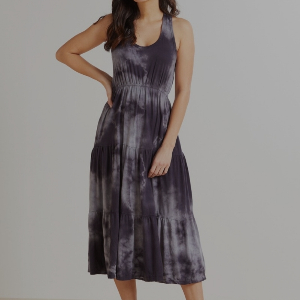 Sundry The Malibu tie dye racerback tiered midi dress Sz XS Beachy Vacay